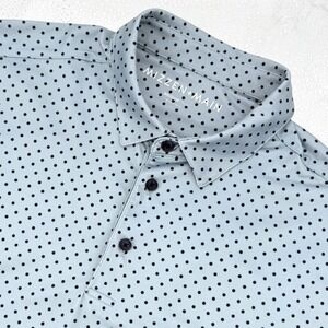 Mizzen+Main Mens Medium Versa Polo Shirt Blue Dot Trim Fit Performance Golf Top